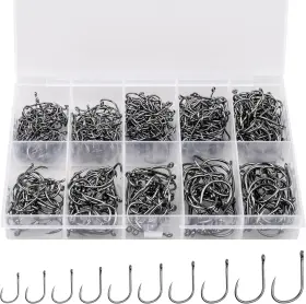 Reemoo 43528-15786 500pcs Fishing Hooks Set 10 Sizes Barbed Carbon Steel With Box Fresh/saltwater Reemoo 43528-15786 500pcs Fishing Hooks Set 10 Sizes Barbed Carbon Steel With Box Fresh/saltwater