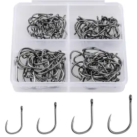 Reemoo 673311269468 100/500pcs Fishing Hooks Barbed Carbon Steel In Box 4 10 Sizes Reemoo 673311269468 100/500pcs Fishing Hooks Barbed Carbon Steel In Box 4 10 Sizes