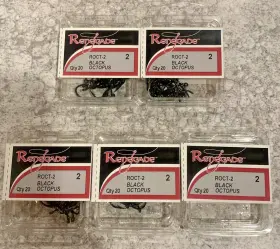Renegade 047708602211 5 Packs 20/pack Black Octopus Hooks Size 2 Renegade 047708602211 5 Packs 20/pack Black Octopus Hooks Size 2