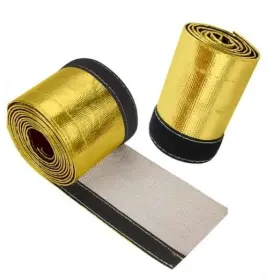 Rroxcok 789548256826 Gold Wire Heat Shield Sleeve Aluminized Shroud 1-1/2 Inch I.d.x10ft Golden