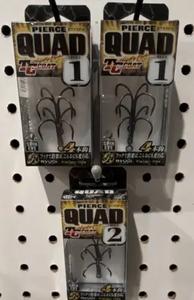 Ryugi Hpq134 Lot Of 3 Pierce Quad Tc Coat Spin Eye Hooks Size 1 2 Ryugi Hpq134 Lot Of 3 Pierce Quad Tc Coat Spin Eye Hooks Size 1 2