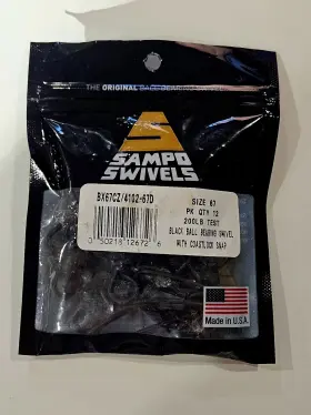 Sampo 4102-67d Swivels Ball Bearing Black Swivel With Coastlock Snap 200lb Sz 67 Sampo 4102-67d Swivels Ball Bearing Black Swivel With Coastlock Snap 200lb Sz 67