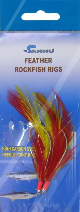 Sanhu 871147005186 Rock Cod Feather Rigs 4/0 10 Pcs Red/yellow For Deep Sea Saltwater Bottom F Sanhu 871147005186 Rock Cod Feather Rigs 4/0 10 Pcs Red/yellow For Deep Sea Saltwater Bottom F