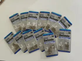 Scotchline 025039082148 Lot Of 12 Packs #14 Brass Snap Swivels Fishing