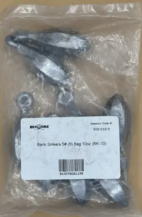 Seaworx Bk-10 5 Pounds Of Bank Sinker 10 Ounce 8 Count Seaworx Bk-10 5 Pounds Of Bank Sinker 10 Ounce 8 Count