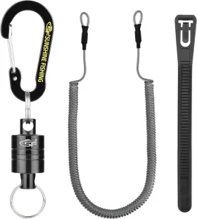 Sf Mr0506a Long Lanyard For Landing Net Etc. Black Magnet Carabiner