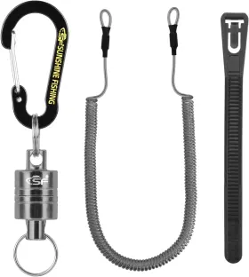 Sf Mr0506e Long Lanyard For Landing Net Etc. Gunmetal Magnet Black Carabiner