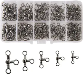Shaddock Fishing 4334003382 3 Way Swivels Kit 120pcs Heavy Duty Three Black