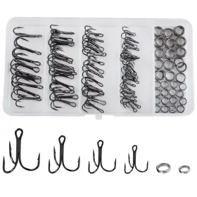 Shaddock Fishing B0b3sxxdl8 Treble Hooks And Split Rings Kit 130pcs Assorted Classic High Carbon Steel Fish Shaddock Fishing B0b3sxxdl8 Treble Hooks And Split Rings Kit 130pcs Assorted Classic High Carbon Steel Fish