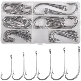 Shaddock Fishing Jlbr-34007 Saltwater J Hooks Kit 100pcs Long Shank Oshaughnessy Set Forge