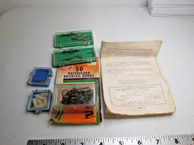 Shakespeare. 043193104483 Lot Of Fishing Hooks And Old 1955 Laws