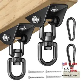 Shenzhenshiaimudengshiyouxiangongsi 750405802968 Heavy Duty Swing Hangers For Wooden Sets 2000 Lb Capacity Hammock 2 Packs Black