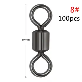 Shopsmart Hub 744759983763 100pcs/lot Fishing Swivels Ball Bearing Swivel With Safety Snap Solid Rings Roll