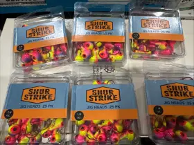 Shur Strike 096337661656 New 6x25 Packs Hotball Jig Heads 1/4oz Red/black Eye Shur Strike 096337661656 New 6x25 Packs Hotball Jig Heads 1/4oz Red/black Eye