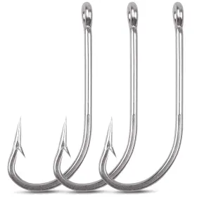 Silanon 741663074907 Saltwater Fishing Hooks- 45pcs Stainless Steel Hooks Oshaughnessy Forged Lon