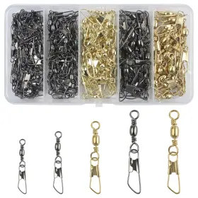 Silanon 783103282152 Fishing Barrel Swivel With Safety Snap 145/160pcs High Strength