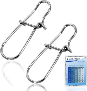 Singmatools 799050987163 100 Pack Fishing Duo Lock Snap Snaps Size #5 110lb Pcs Silver Singmatools 799050987163 100 Pack Fishing Duo Lock Snap Snaps Size #5 110lb Pcs Silver
