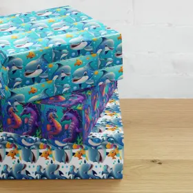 Smithsealys 744110940190 Dolphin And Sea Horses Wrapping Paper For Kids Birthday Wr