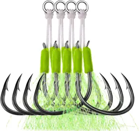 Sobeit 760701102570 Assist Hook Saltwater For Jigging High Strength Double 2/0-4pack 1-green