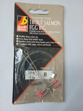 South Bend 039364245970 New Stainless Steel Trout Salmon Egg Rig 8 Hook Size 20 Lb Test Sharp