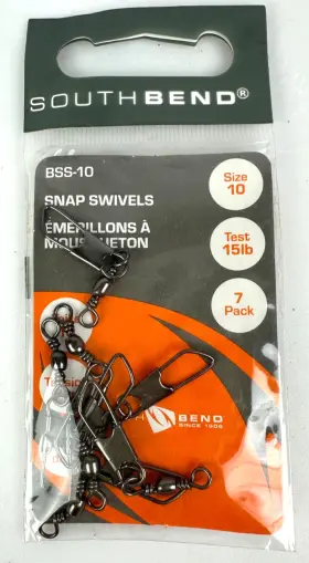 South Bend Bss-10 Brass Snap Swivel Size 10 Test -15lb- 7 Pack