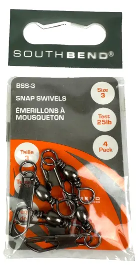 South Bend Bss3 Brass Snap Swivel Size 3- Test -25lb- 4pack