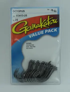 Spro 02413-25 Gamakatsu Size 3/0 25ct Black Octopus Hook Needle Point Ringed Eye Spro 02413-25 Gamakatsu Size 3/0 25ct Black Octopus Hook Needle Point Ringed Eye