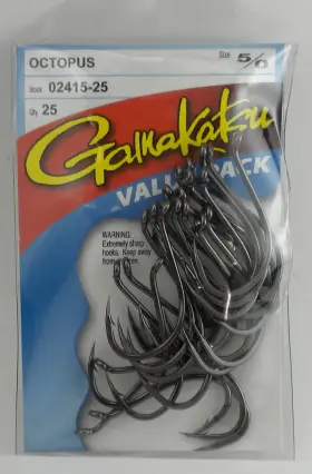 Spro 02415-25 Gamakatsu 5/0 Ns Black Octopus Hooks 6ct Spro 02415-25 Gamakatsu 5/0 Ns Black Octopus Hooks 6ct