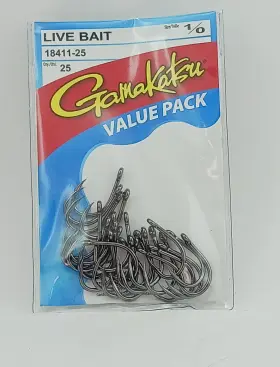 Spro 18411-25 Gamakasu 18412 Live Bait Hook Needle Point Ringed Eye Black Supr Strong 1/0 25ct Spro 18411-25 Gamakasu 18412 Live Bait Hook Needle Point Ringed Eye Black Supr Strong 1/0 25ct