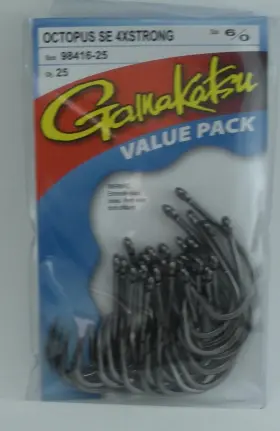 Spro 98416-25 Gamakatsu 6/0 Straight Eye Offshore Octopus Hook 4x Strong 25ct Spro 98416-25 Gamakatsu 6/0 Straight Eye Offshore Octopus Hook 4x Strong 25ct