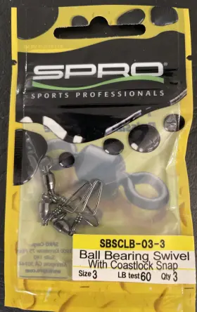 Spro Sbsclb-03-3 2 Ball Bearing Swivel Coastlock Snap Size 2&3 60lb 3ct Spro Sbsclb-03-3 2 Ball Bearing Swivel Coastlock Snap Size 2&3 60lb 3ct