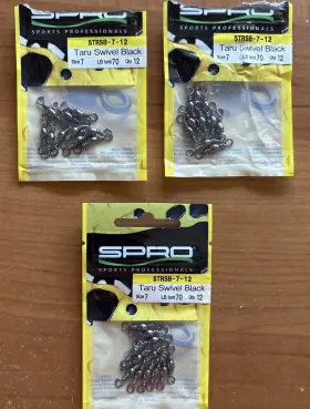 Spro Strsb-7-12 Lot Of 3 Size 7 Taru Swivel Black - 70 Lb Test Spro Strsb-7-12 Lot Of 3 Size 7 Taru Swivel Black - 70 Lb Test
