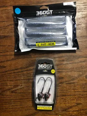 Storm Sgh-38j 360 Gt Searchbait Rattling 3/8 Oz Jig Heads And 6 Pack Of Blue Swim Baits