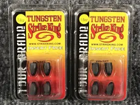 Strike King 051034244670 Tungsten Bullet Weights Tour Grade 1/8oz Black 4-pack Lot Of 2