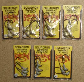 Strike King Ssh38-215 Lot Of 7 New Packages Squadron Swimbait Jig Head Fishing Hooks Strike King Ssh38-215 Lot Of 7 New Packages Squadron Swimbait Jig Head Fishing Hooks