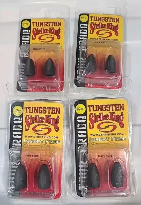 Strike King Tgtw12-10m Lot Of 4 Tour Grade Tungsten Bullet Weights 1/2oz Black Matte