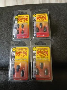 Strike King Tgtw14-10 4 Packs Tungsten Worm Weights Three 1/4oz Black One 1/8 Oz Free Ship