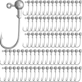 Sumind Sumind-hooks-oui1081 100 Pieces Jig Heads Fishing Hooks Head With Barb Unpainted Silver