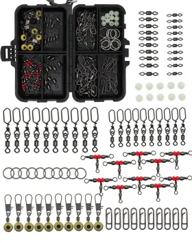 Supertheo 714583283384 Fishing Accessories Kit Hooks Sinkers Swivels Tackle Box Included 158 Pcs