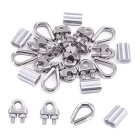 Swpeet S1341 24pcs 1/4 Inch Wire Rope Accessory Set Included Cable Clip M6 Swpeet S1341 24pcs 1/4 Inch Wire Rope Accessory Set Included Cable Clip M6