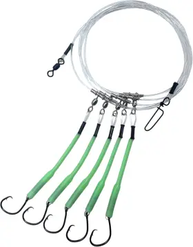 Tackle Company 445008360320 Deep Drop Fishing Rig 5 Demon Circle 6/0 Hooks With Glow Sleeve Snap Tackle Company 445008360320 Deep Drop Fishing Rig 5 Demon Circle 6/0 Hooks With Glow Sleeve Snap