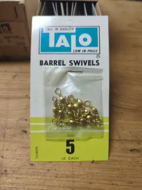Talo Bbs-5 144/gross Top Quality Brass Barrel Fishing Swivels Size 5 Vintage Taiwan 60s70s Talo Bbs-5 144/gross Top Quality Brass Barrel Fishing Swivels Size 5 Vintage Taiwan 60s70s