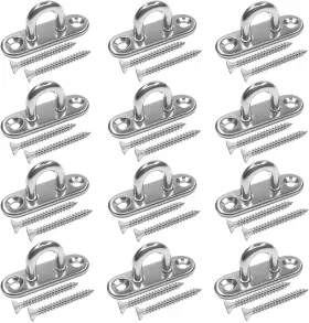 Termath Pep-1224 12 Pcs 304 Stainless Steel Pad Eye Hooks Screw 1.8 Inches String L Termath Pep-1224 12 Pcs 304 Stainless Steel Pad Eye Hooks Screw 1.8 Inches String L