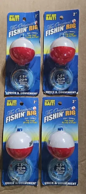 The Original Fishin Rig Afr103 Lot Of 4 Rod-n-bobbs Fishinft - Pre-tied 2 Inch Bobber #6