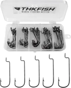 Thkfish 313045223212 Fishing Offset Worm Hooks 50pcs Ewg-offset Round Bend Wide Gap