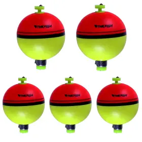 Thkfish Fevayuanqiufloat002h-1-5pcs Fishing Bobbers 5pcs Eva Foam Round Floats Red/green Snap-on Spring B