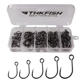 Thkfish Fyingerdangoul-50pcs-ca 50pcs/box Inline Single Hooks Replacement Fishing 2/0 50pcs-black