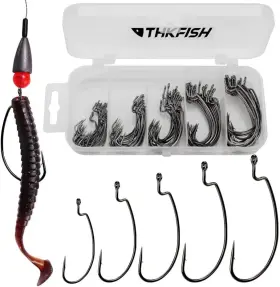 Thkfish Mq01-ewgqubinggou-100pcs-box Fishing Offset Worm Hooks 100pcs/50pcs Ewg Round Bend Bass Set Thkfish Mq01-ewgqubinggou-100pcs-box Fishing Offset Worm Hooks 100pcs/50pcs Ewg Round Bend Bass Set