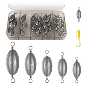 Thkfish P02-inlineweights-mix-30pcs 360 Rotation Inline Weight Fishing Weights Sinkers Quick Set Up 30pcs Lead We Thkfish P02-inlineweights-mix-30pcs 360 Rotation Inline Weight Fishing Weights Sinkers Quick Set Up 30pcs Lead We