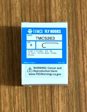 Tiemco 052857412314 100 Fly Tying Hooks Tmc 5263 Size 6